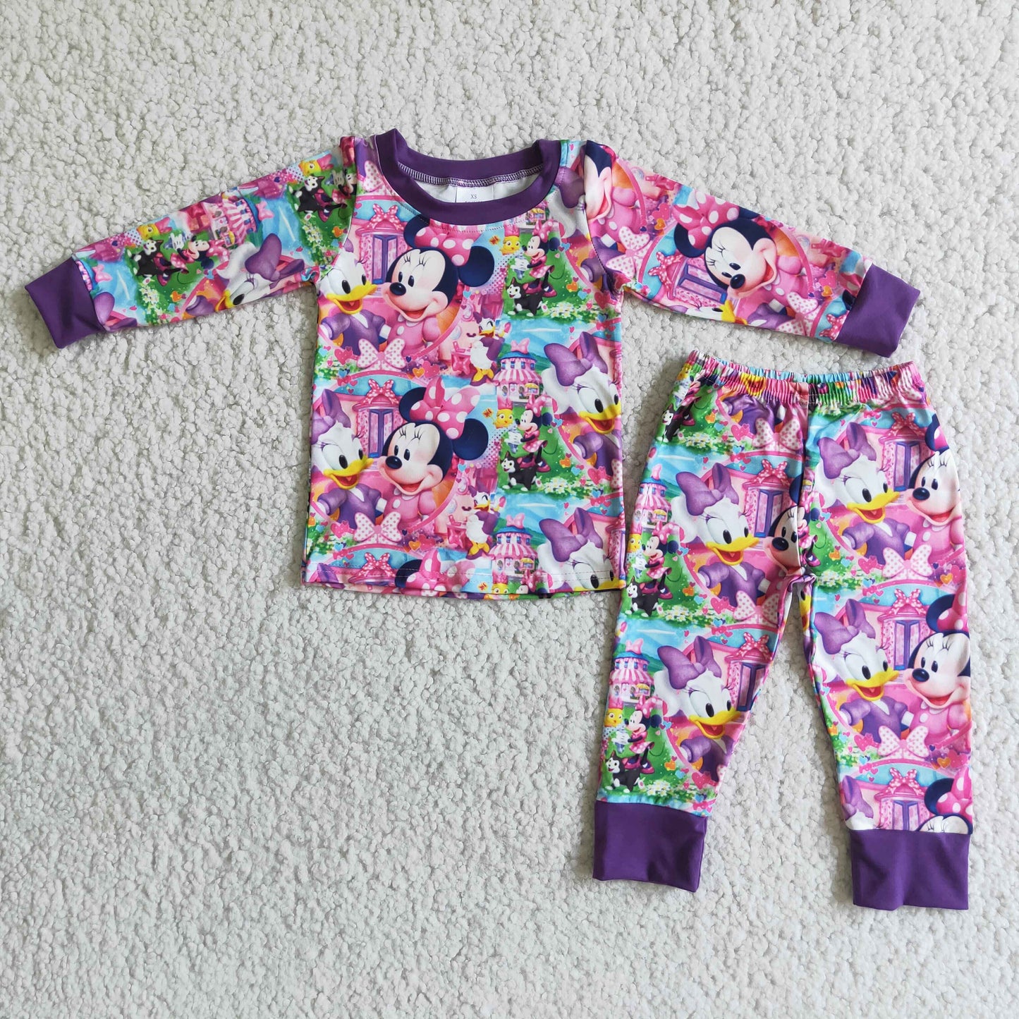 Clearance 6 A1-4 Purple Cartoon Girls Long Sleeve Pajamas