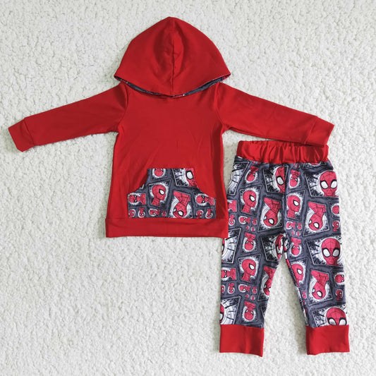 6 B4-21 Red Hero Cartoon Boys Long Sleeve Hoodie Outfits