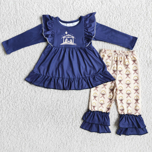 6 B11-25 Christmas Girls Navy Outfits