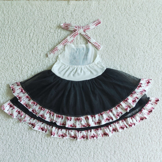 GSD0136 Halloween Ghost Red Ruffles Girls Sleeveless Dresses