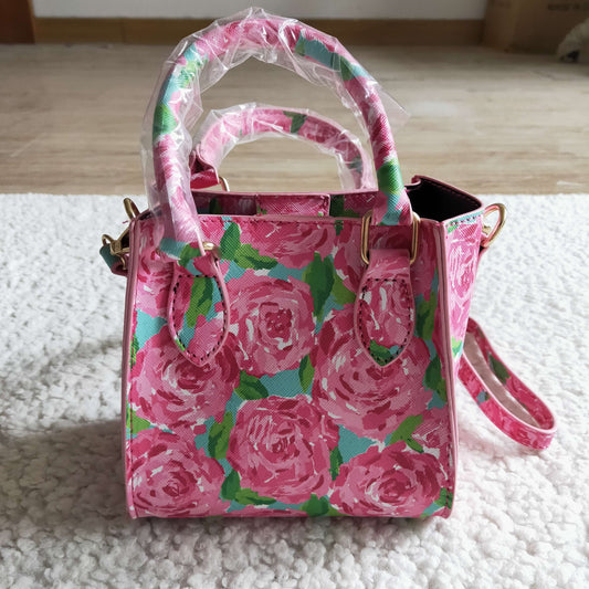 BA0024 Pink Floral Flower Print Little Bag Bagpack