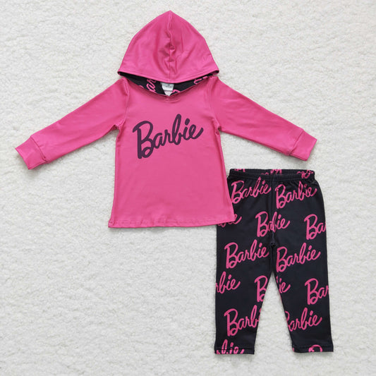 GLP0365 Pink Black Letter B Cartoon Girls Long Sleeve Hoodies Outfits