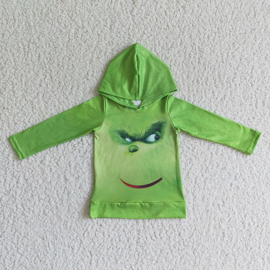 BT0051 Christmas Green Cartoon Boys Long Sleeve Hoodies Top