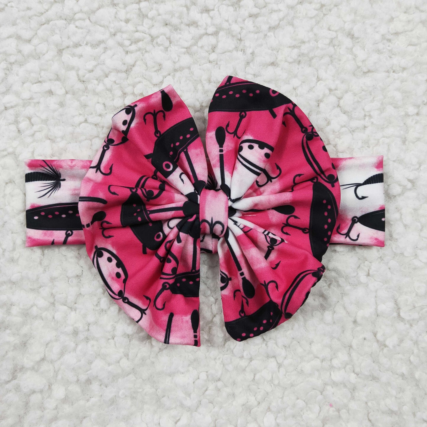 GBO0072 Black Pink Fish Bobbers With Bows Headband 3pcs Girls Short Sleeve Bummies Outfits