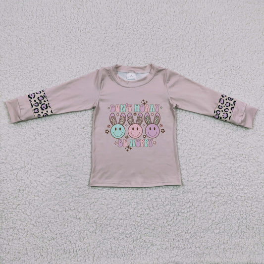 GT0103 Easter Rabbit  Happy Girls Long Sleeve Top T-shirts