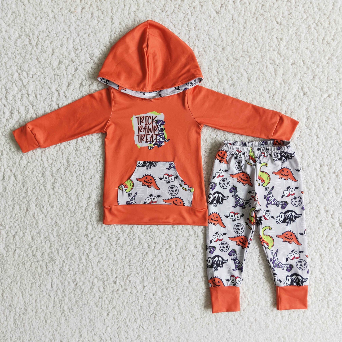 Clearance 6 B9-4 Halloween Hot Sale Kids Wear Dino Print Boys Hoodie Set