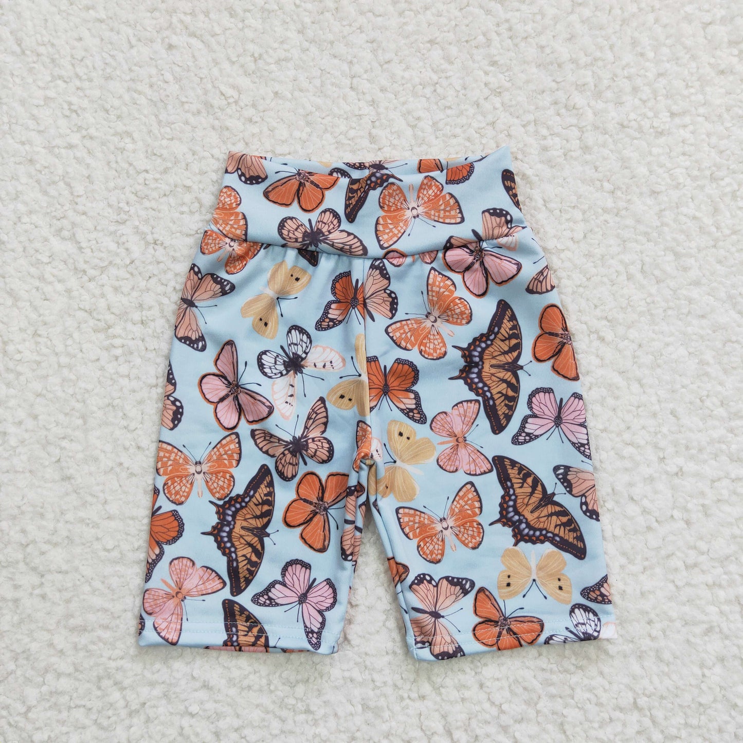 SS0031 Blue orange Butterfly Boys Boys Girls Biker Shorts