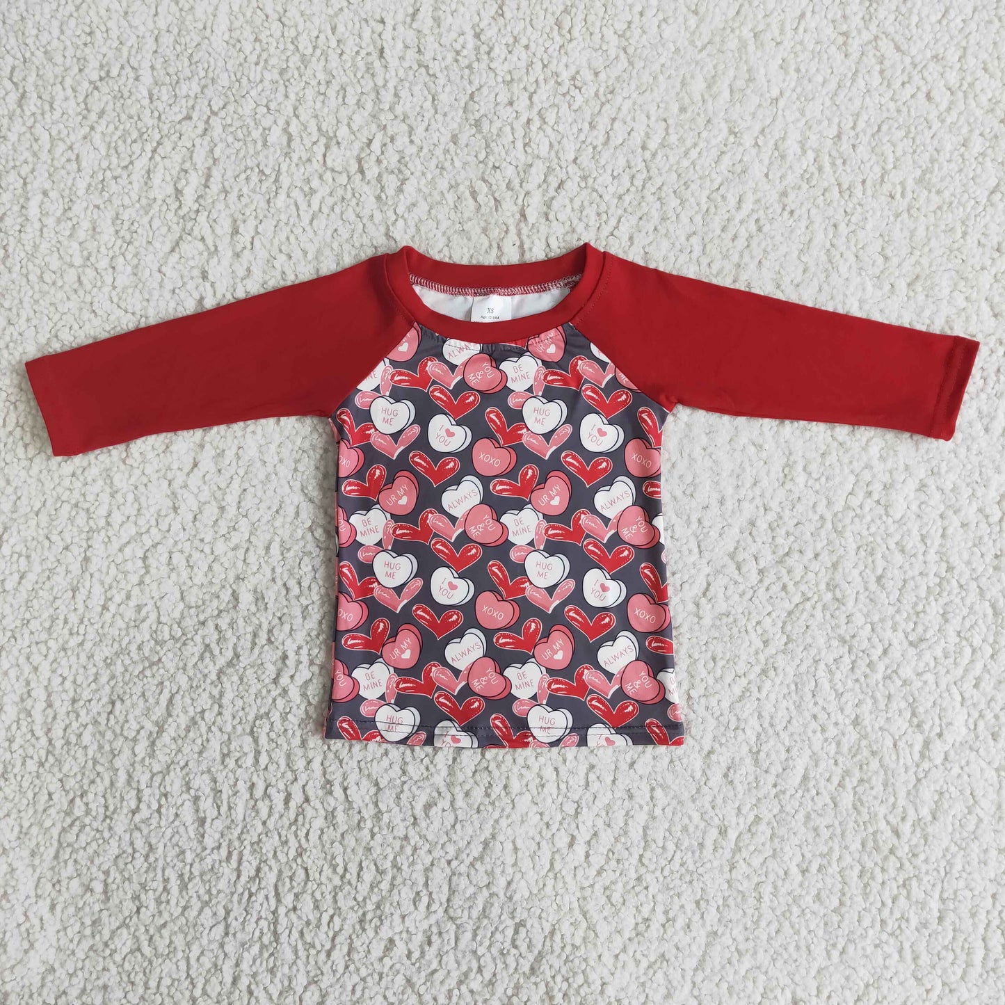 Clearance 6 B3-4 Valentine Day Love Heart Kids Boys Long Sleeve Top