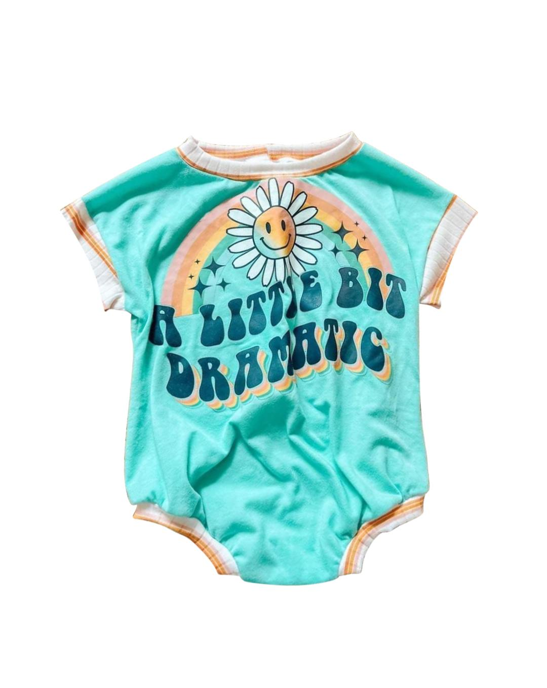 SR0339 Blue A Little Bit Dramatic Sun Sunshine Girls Short Sleeve Romper