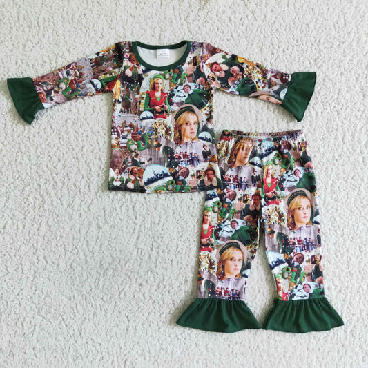 GLP0141 Christmas Character Green Cartoon Girls Long Sleeve Pajamas