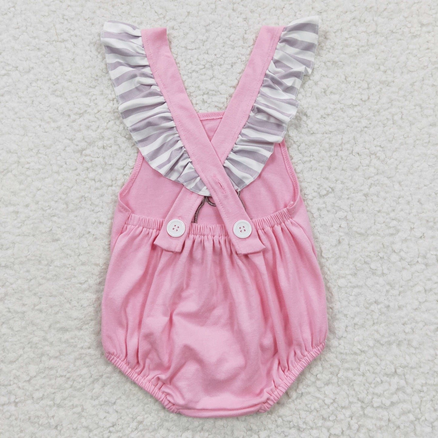 SR0303 Pink Dog Embroidery Girls Short Sleeve Romper