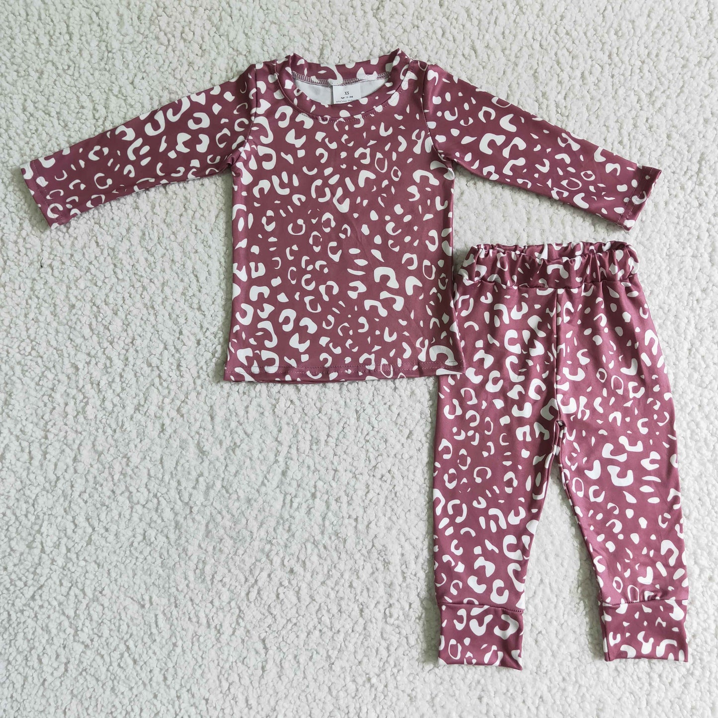 GLP0199 Pink Leopard Girls Long Sleeve Pants Outfits