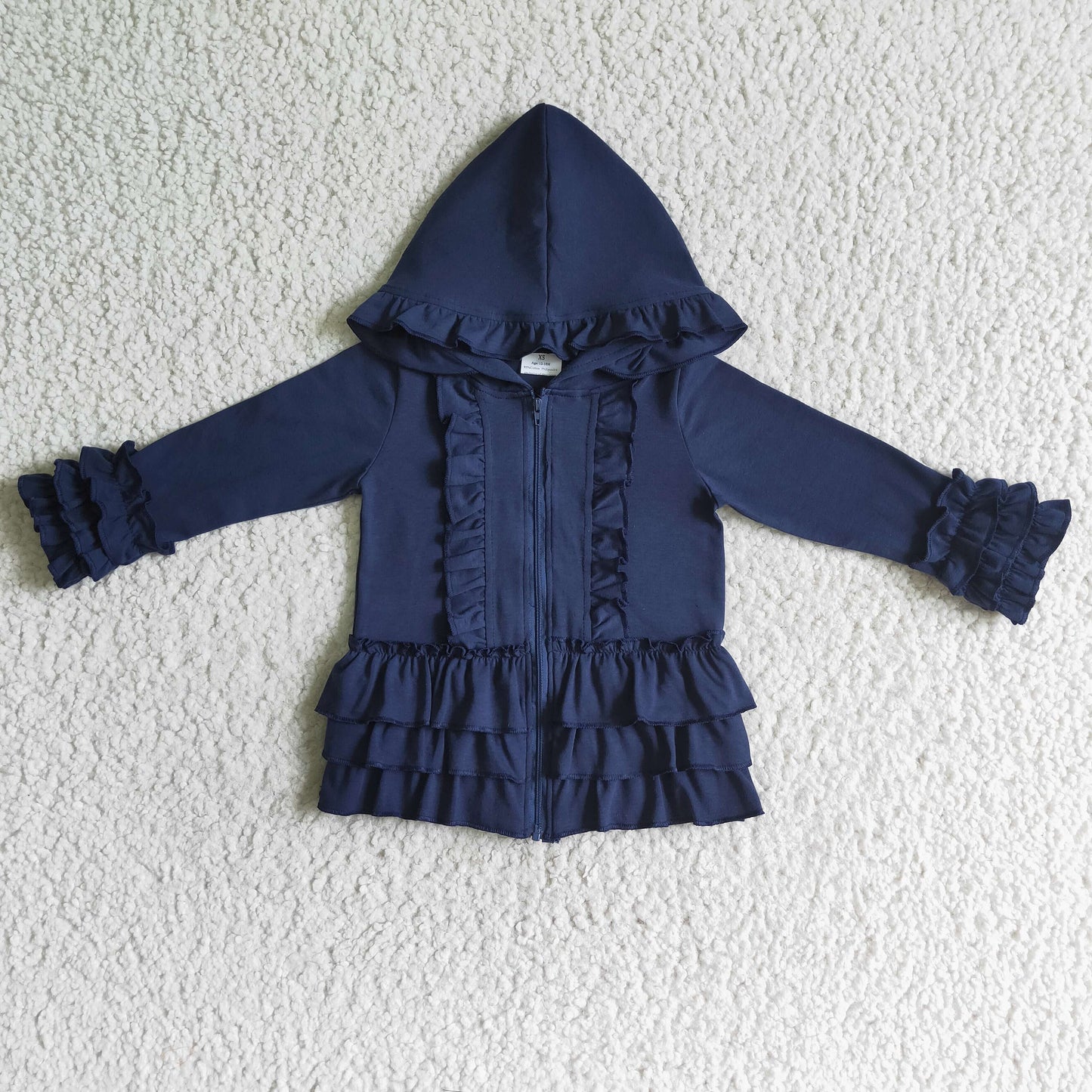 GT0013 Blue Ruffles Girls Long Sleeve Hoodies Top