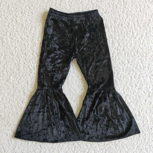 C3-12 Black Velvet Bell-bottom Pants