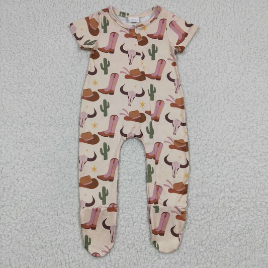 promotion RTS SR0192  Rodeo Cowboy Western Zipper Girls Long Sleeve Romper