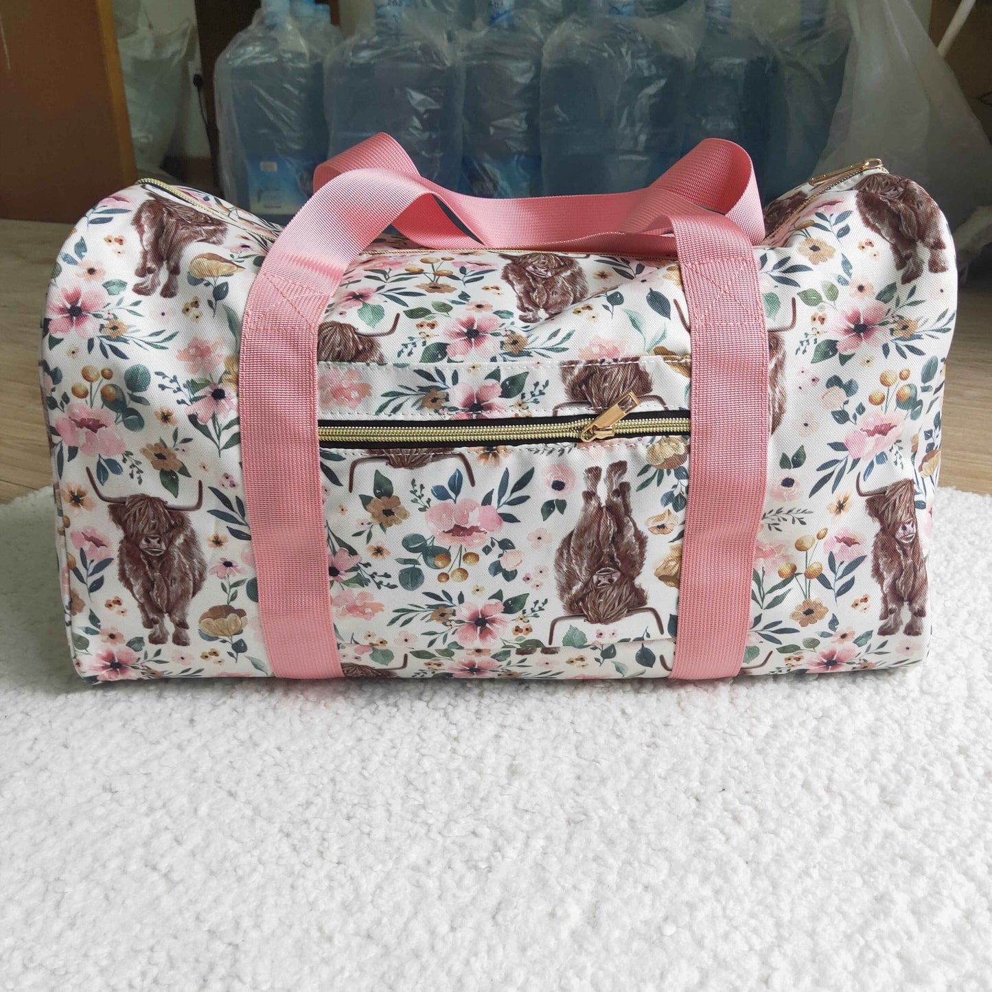 BA0008 Pink Highland Cows Print Little Bag Bagpack