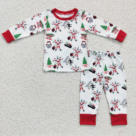 6 C11-16 Christmas Red Cartoon Boys Long Sleeve Pajamas Outfits