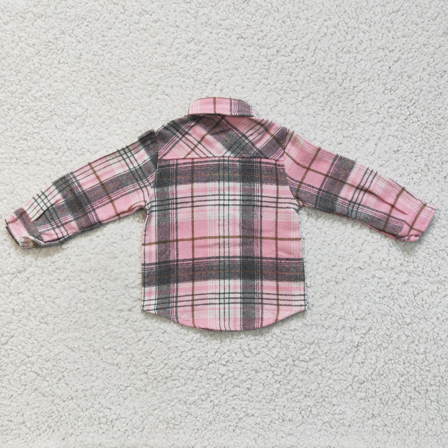 GT0094 Pink Plaid Girls Long Sleeve Top Winter Collar T-Shirts
