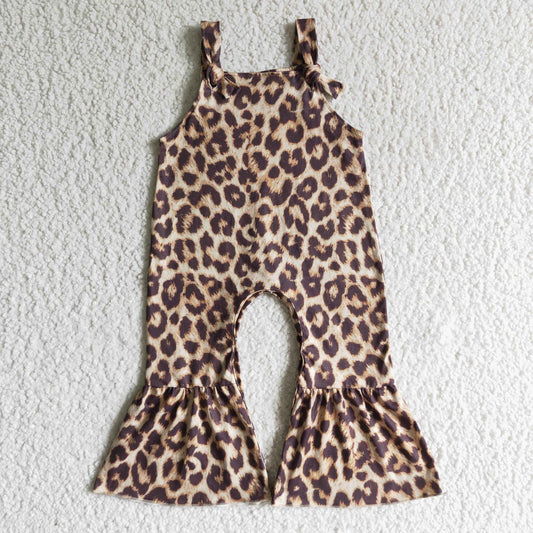 SR0087 Leopard  Girls Sleeveless Jumpsuit Overall Pants