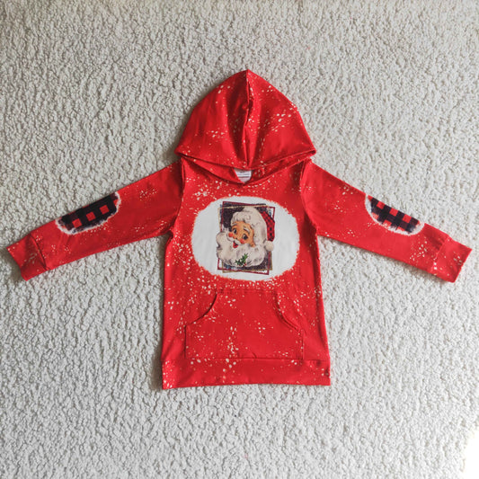 Family Kids GT0052 Christmas Red Bleach Santa Girls Long Sleeve Hoodies Top