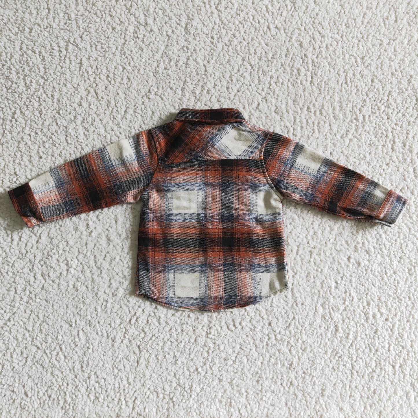 BT0116  Brown Plaid Boys Long Sleeve Top Winter Collar T-Shirts