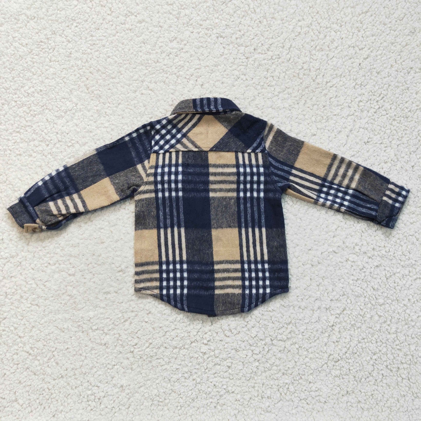BT0186 Blue Plaid Boys Long Sleeve Top Winter Collar T-Shirts