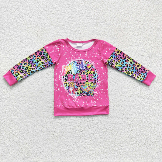 GT0085 Pink Bleach Leopard Babe Girls Long Sleeve Top