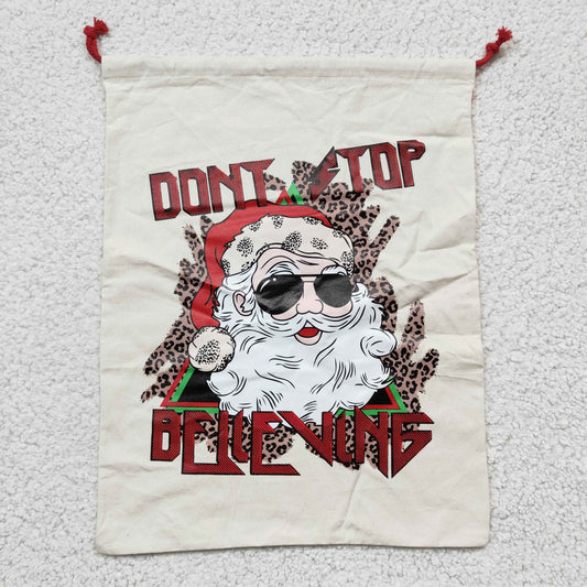 BA0029 Christmas Santa Red Leopard Don't Stop  Little Bag Bagpack