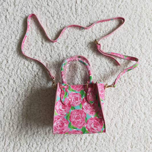 BA0024 Pink Floral Flower Print Little Bag Bagpack