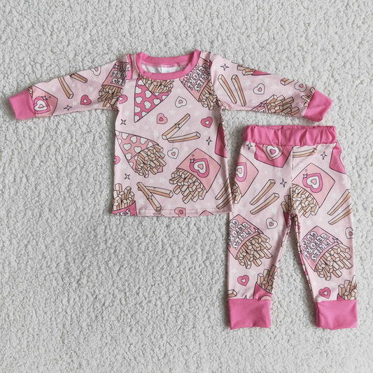 Valentine Fries Pink Baby Pajamas