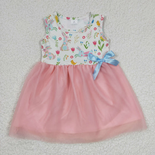 GSD0238 Orange Easter Rabbit Tulle Tutu Girls Short Sleeve Dresses