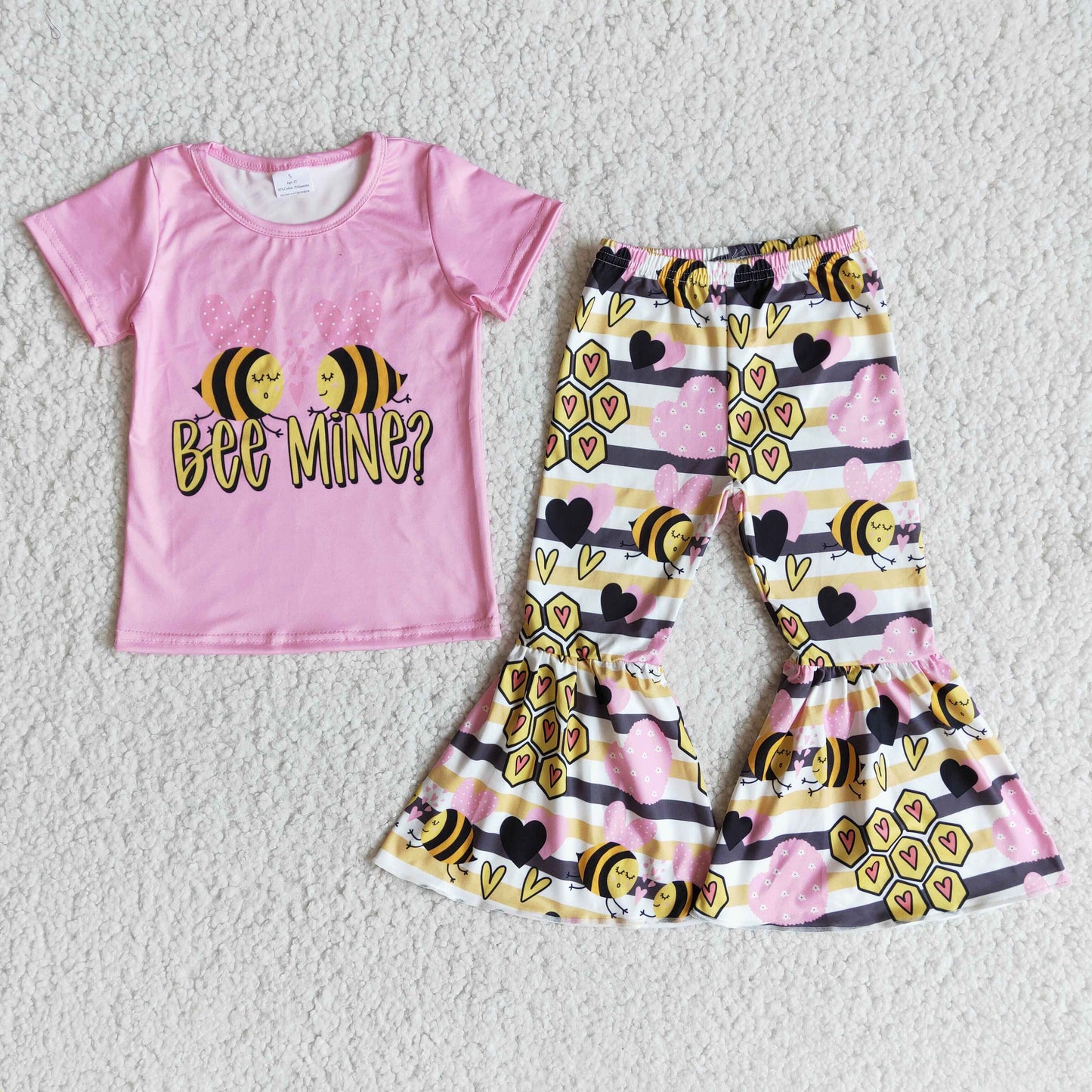 Clearance E10-26 Bee Mine Valentine Girls Toddler Outfits