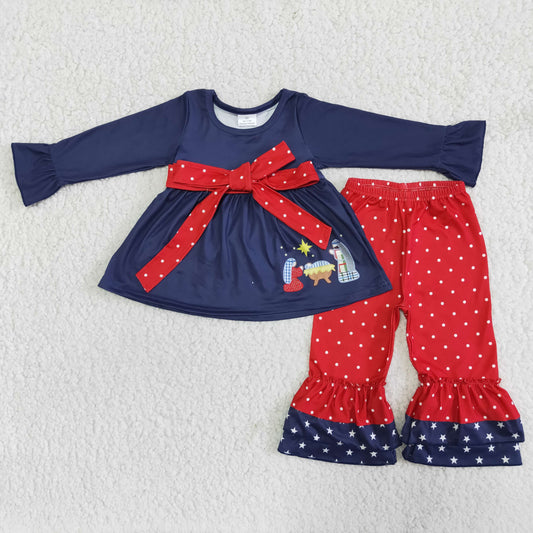 Christmas Dots Jesus Girls Set