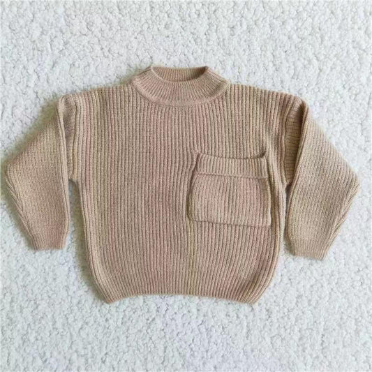 6 B13-40 Pocket Long Sleeve Grey Hot Sale Girls Sweater