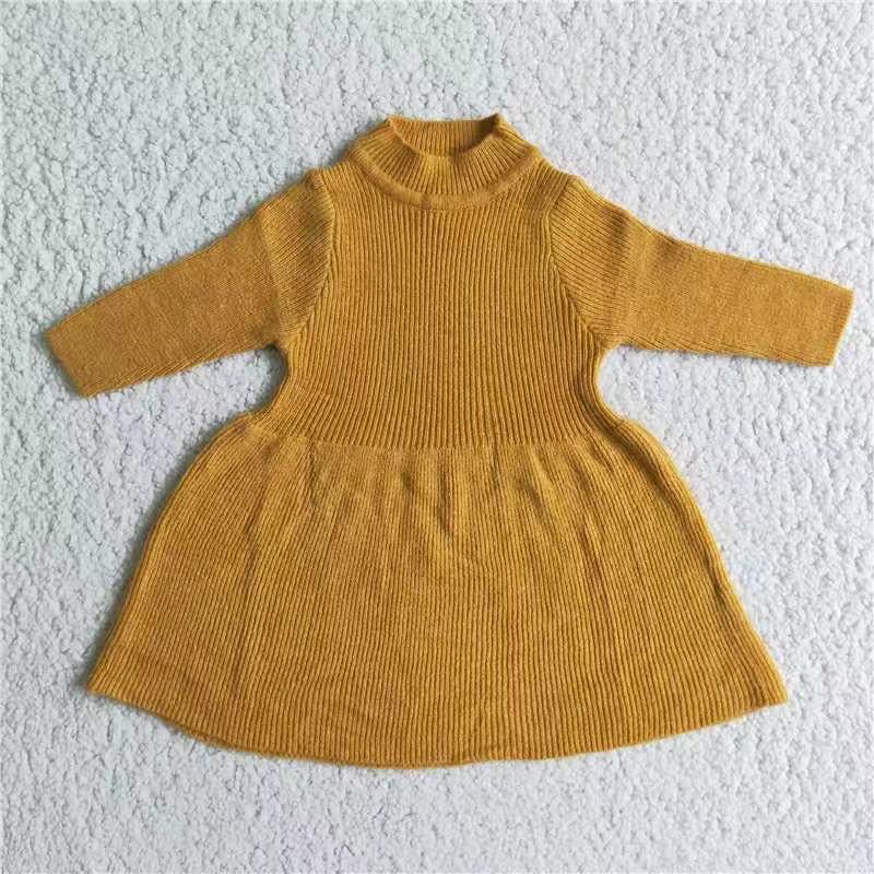 6 A5-13 Yellow Girls Long Sleeve Dresses Sweater