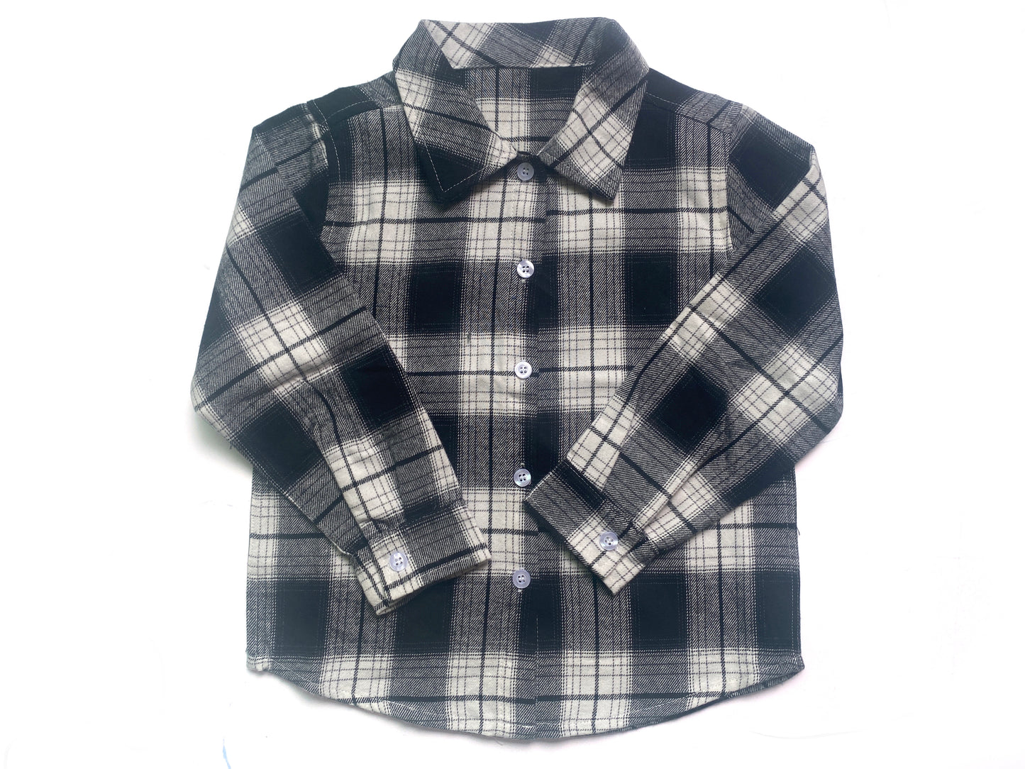 BT0060 Black Plaid Boys Long Sleeve Top Winter Collar T-Shirts