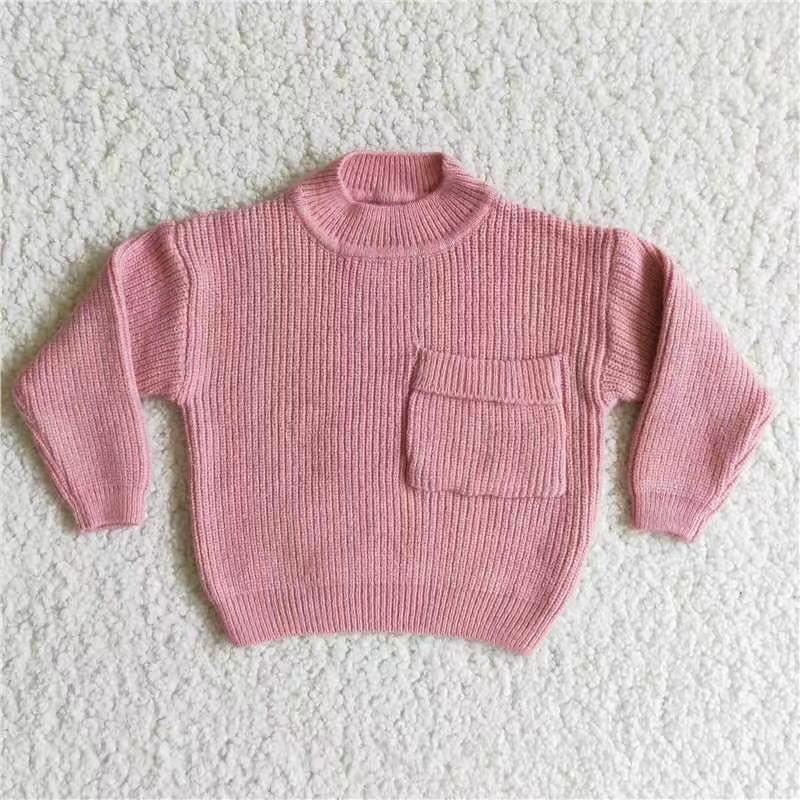 6 B12-40 Pocket Long Sleeve Pink Hot Sale Girls Sweater