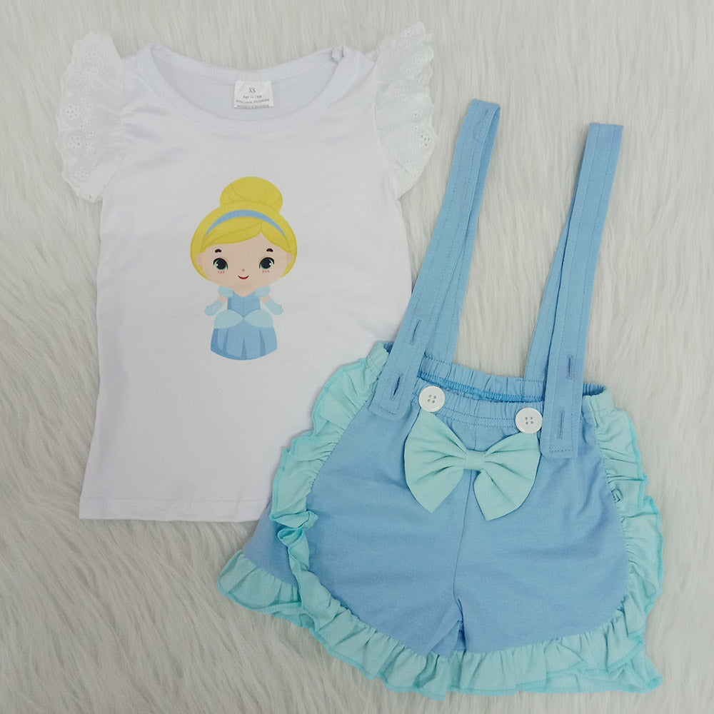 Blue Summer Princess 2 PCS Casual Overalls