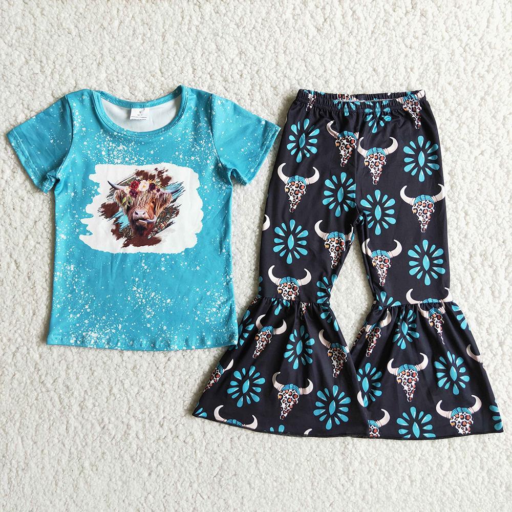 Clearance D8-28 Heifer Blue Bleach Design Aztec Design Girls Set