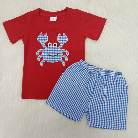 Boys Embroider Crab Set