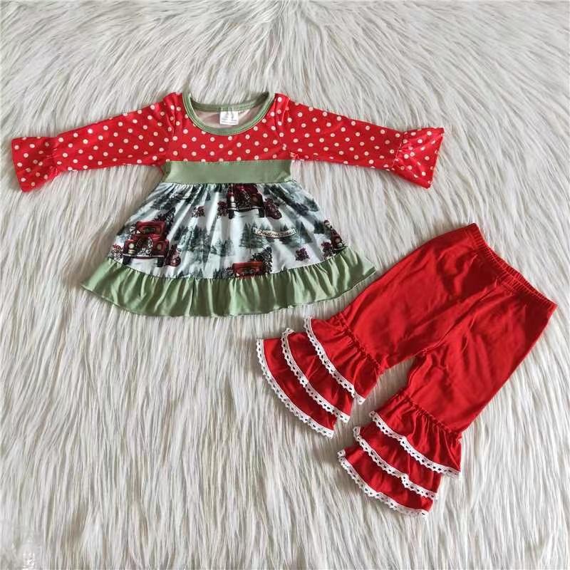 Christmas Tree Red Ruffles Set