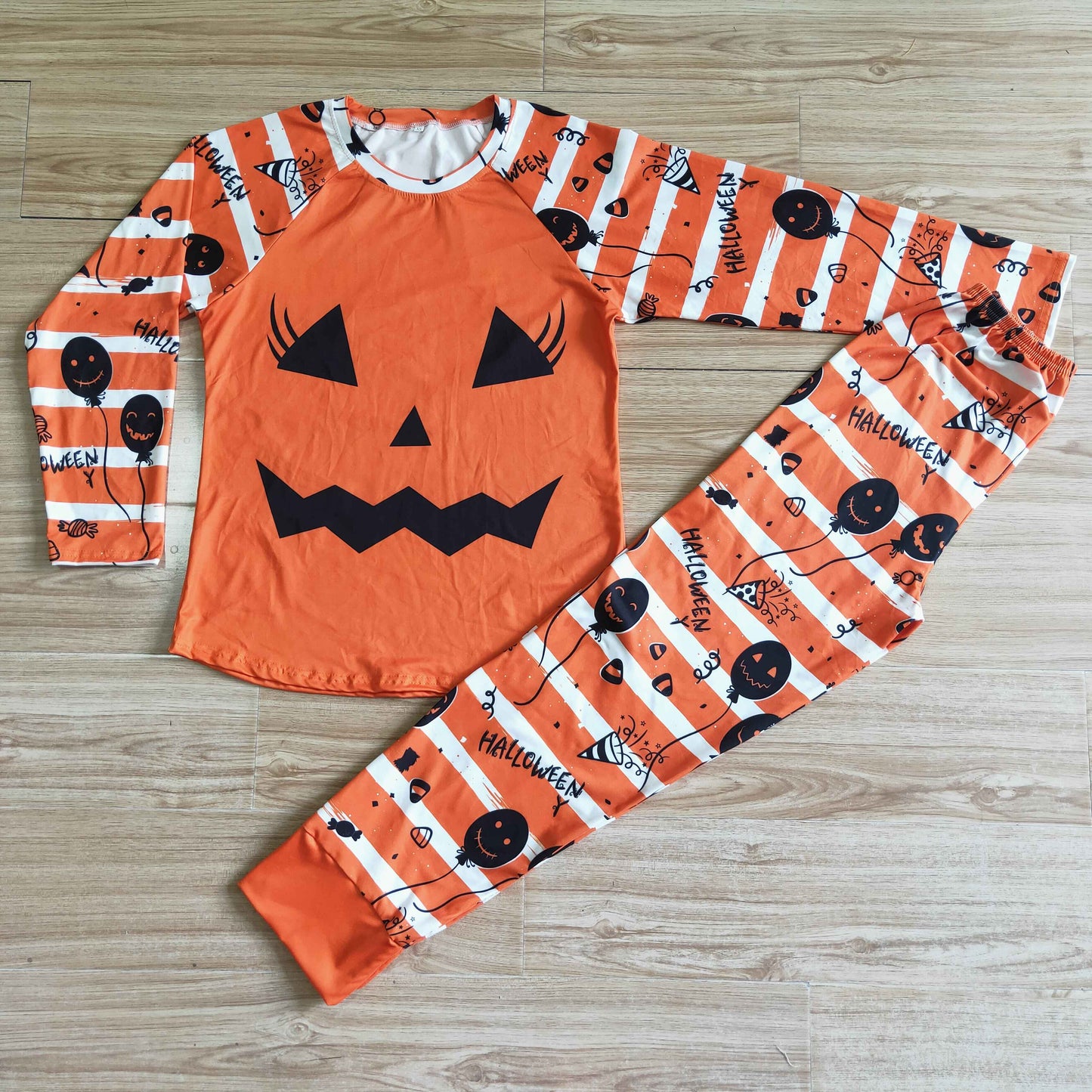 GLP0075 Adult Mom Family Halloween Pumpkin Orange Ghost Cartoon Girls Long Sleeve Pajamas