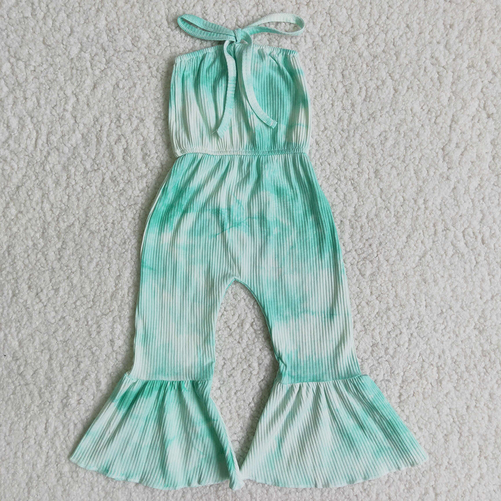 Green And White Girls Sleeve Summer Jumpsuits