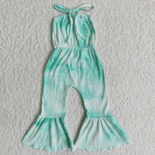 Green And White Girls Sleeve Summer Jumpsuits