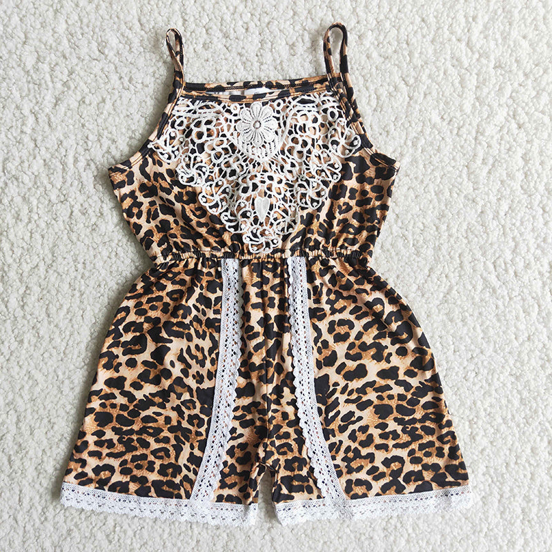 A15-12 Lace Leopard Print Girls Jumpsuits