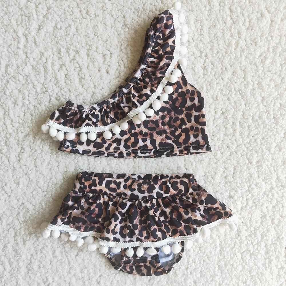 C2-12 Leopard Print Girls Bathing Suits Swimsuits