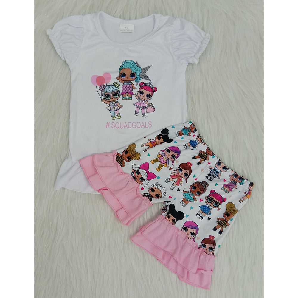 Clearance A1-14 Girls Doll Cartoon Summer Cartoon Outfits