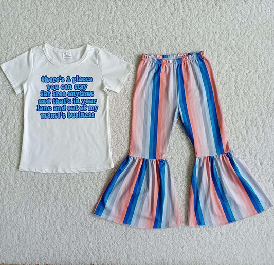 There's a Place U Can Stay Striped Print Bell Pants Girls Outfits