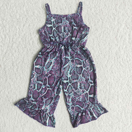 Purple Snake Skin Summer Girls Jumpsuits