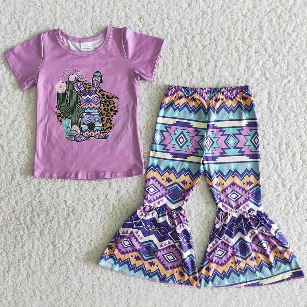 Clearance B5-24 Purple Easter Rabbits Aztec Girls Outfits